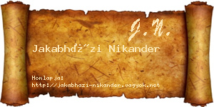 Jakabházi Nikander névjegykártya